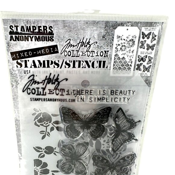 Tim Holtz THMM144 Butterfly Stamp Stencil Set New Mixed Media Craft - Picture 7 of 9